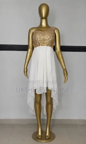 High-Low Gold and White Evening Dress