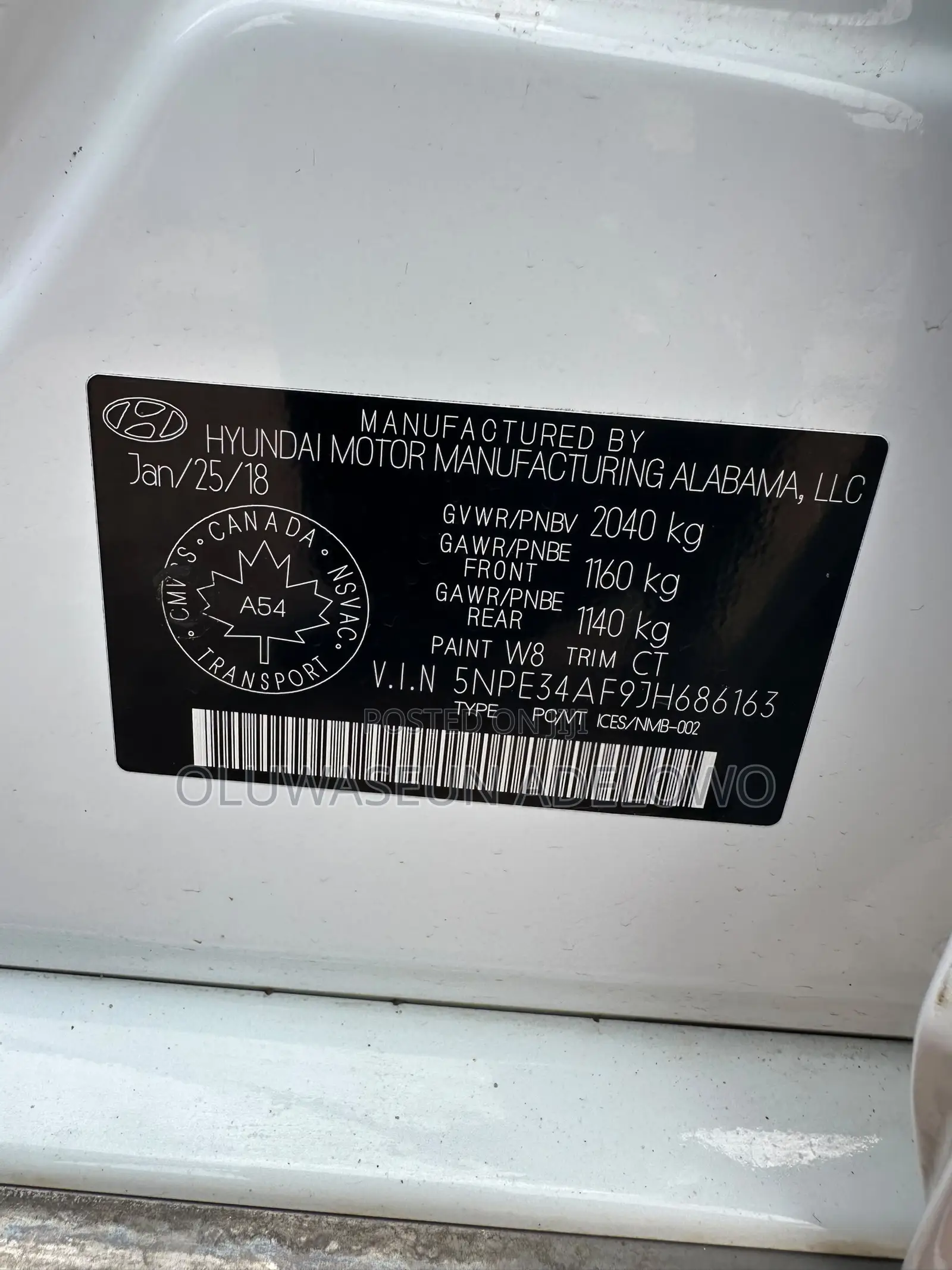 Hyundai Sonata Limited 2018 White