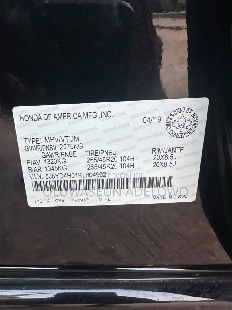 Acura MDX Tech Pkg SH-AWD 2019 Black