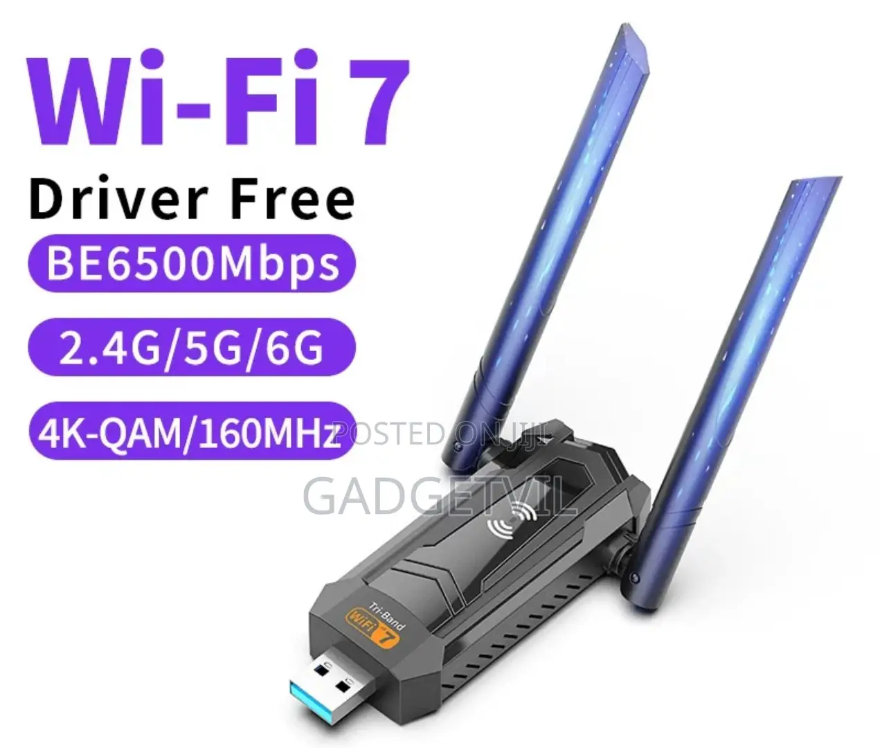 Wi-Fi 7 BE6500 USB Tri-Band Wireless Network Card