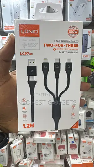 LDNIO 2 FOR 3 100Watts Fast Charging Cable
