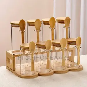8pcs Glass Jar With Spoons and Stand