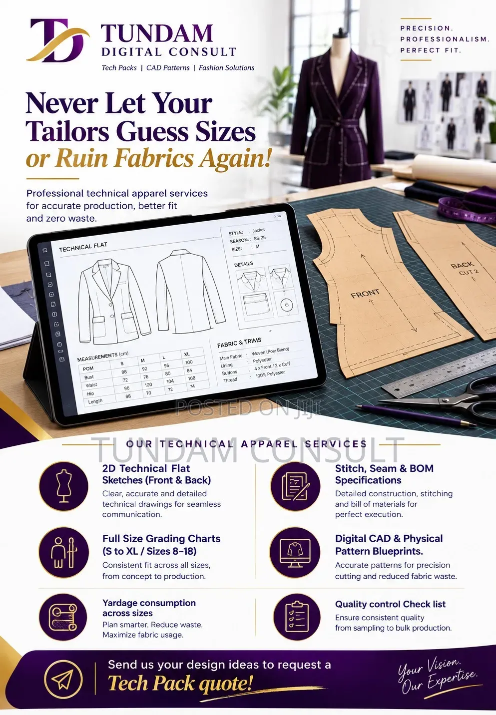 Tech Pack Blueprints & CAD Pattern Drafting