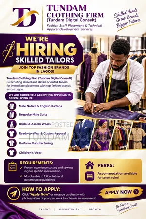 Tailors & Fashion Staffs Needed
