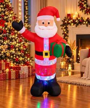 LED Inflatable Santa Claus Christmas Decoration With Gift Box