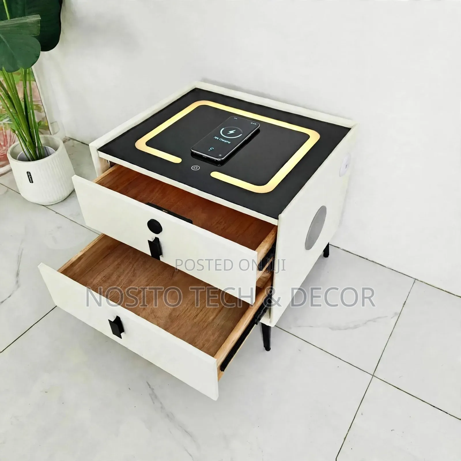 Smart Side Table With Wireless Charging + Speaker