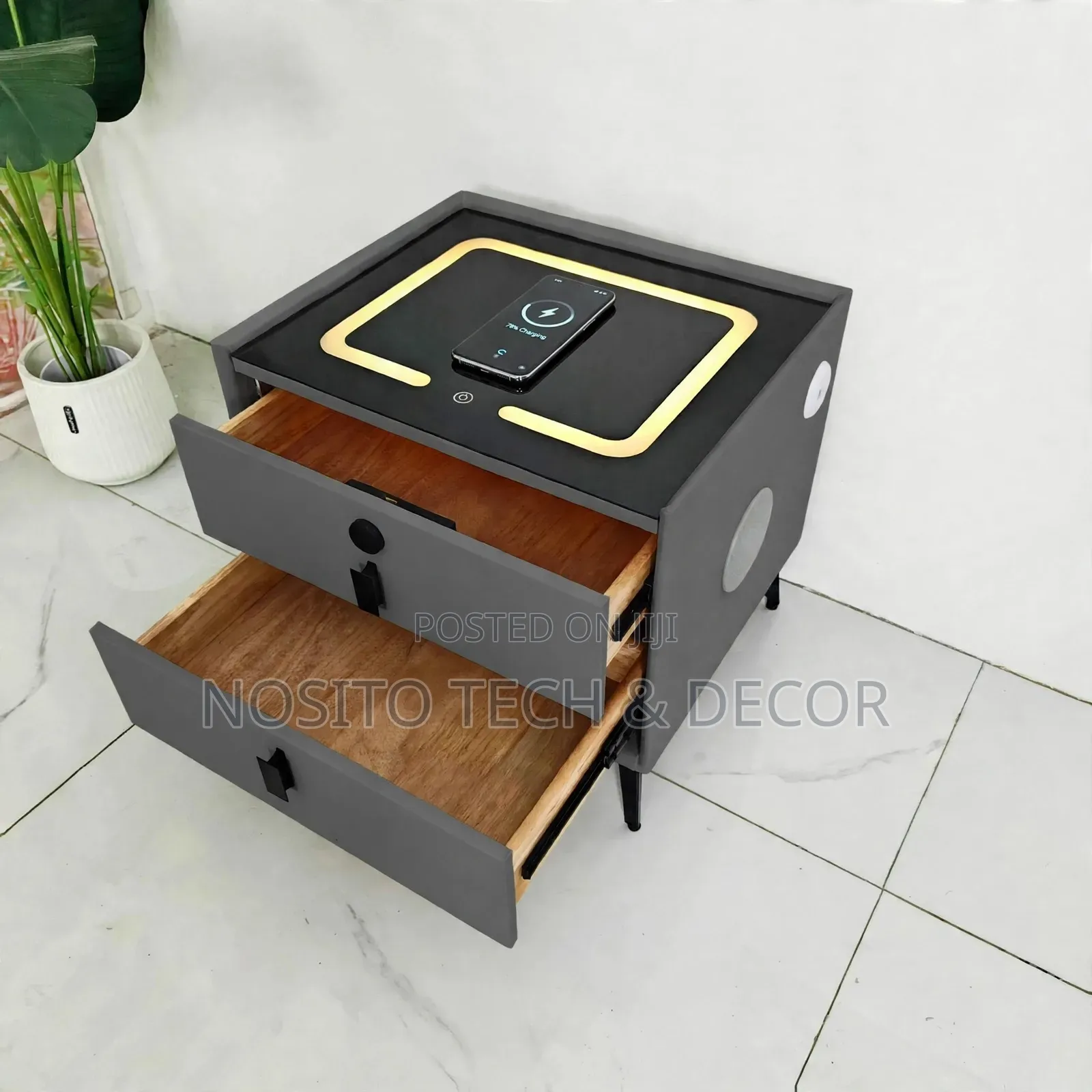 Smart Side Table With Wireless Charging + Speaker
