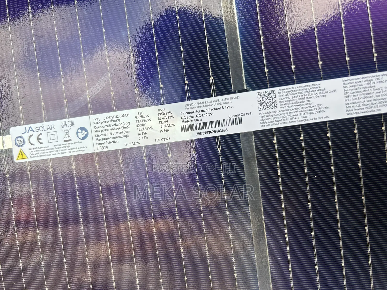 Jasolar 630w (695w Bifaciality) Solar Panel