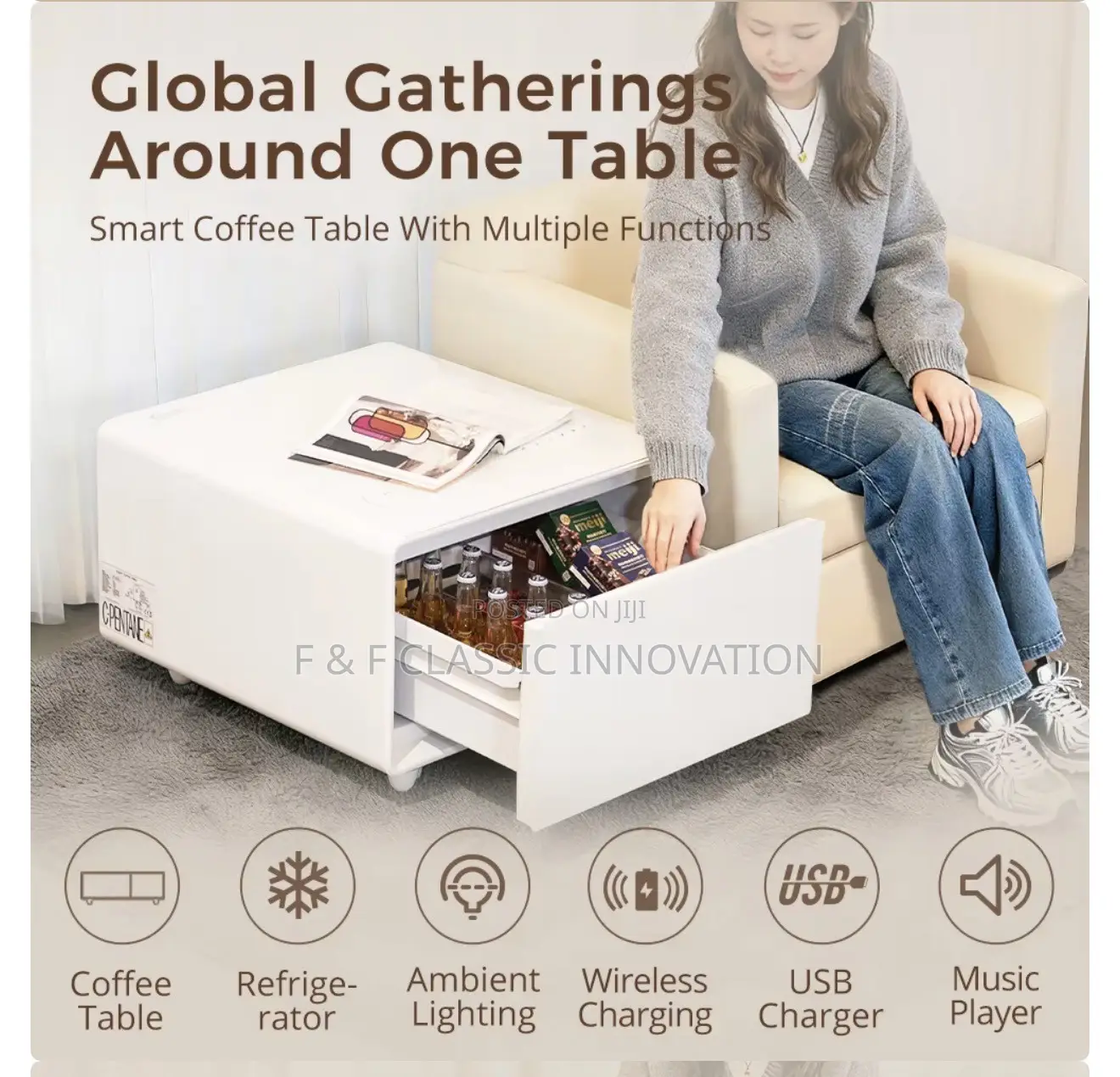 Smart Coffee /Center Table With Fridge