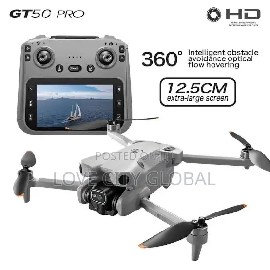 GT50 Drone Dual Camera & 2 Batteries, Remote Controller Display Screen