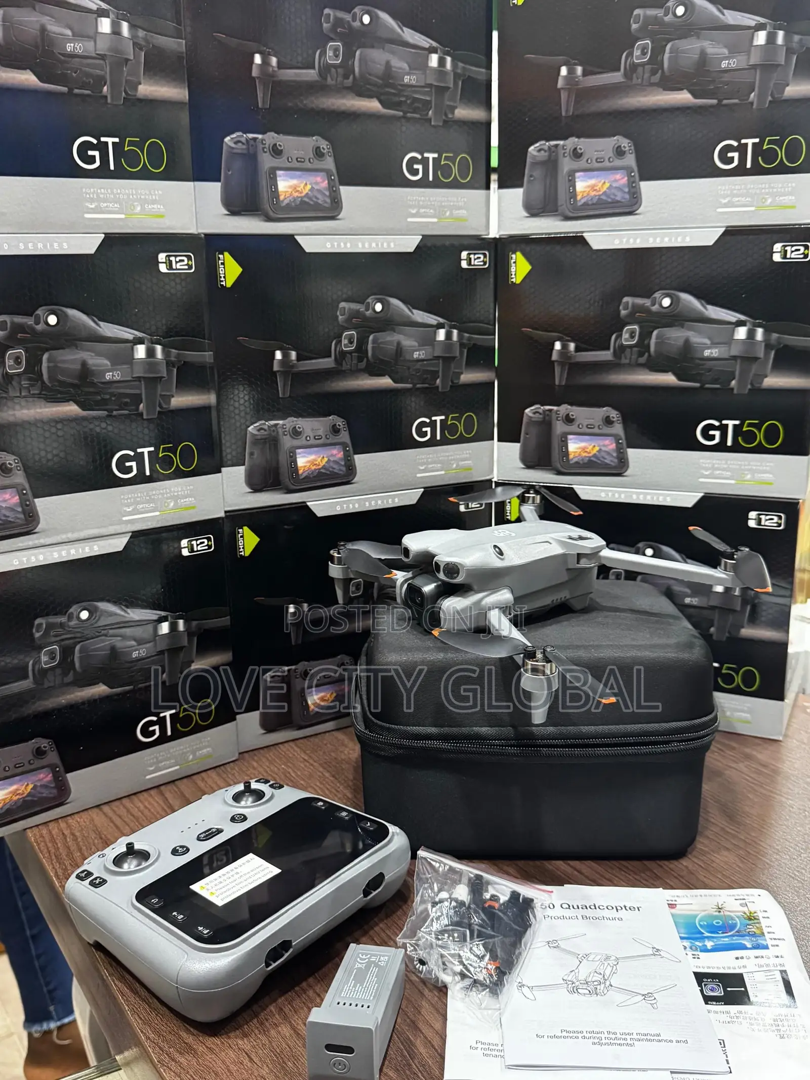 GT50 Drone Dual Camera & 2 Batteries, Remote Controller Display Screen