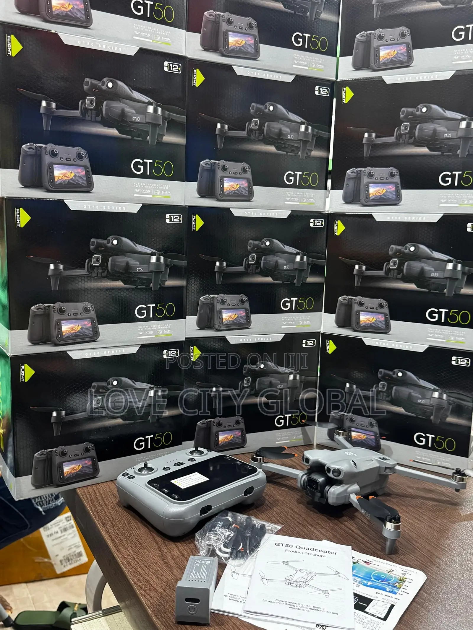 GT50 Drone Dual Camera & 2 Batteries, Remote Controller Display Screen