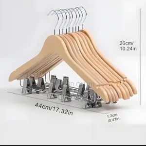 Heavy-Duty Wooden Suit and Pants Hangers With Adjustable Clips