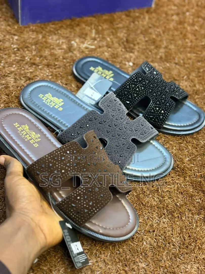 New Arrival Hermes Leather Palm Slippers