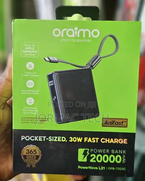 Oraimo Pocket Size 22.5w Fast Charging 2000MAh Power Bank