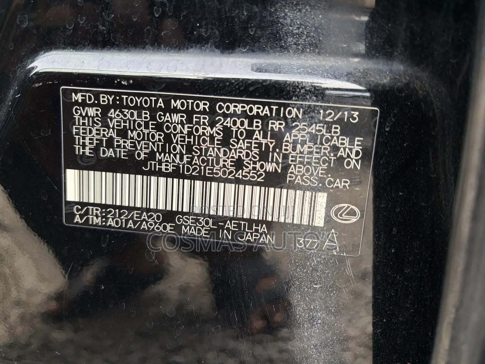Lexus IS 250 2014 Black