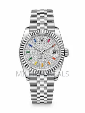 Polished Iced Silver Men's Wrist Watch