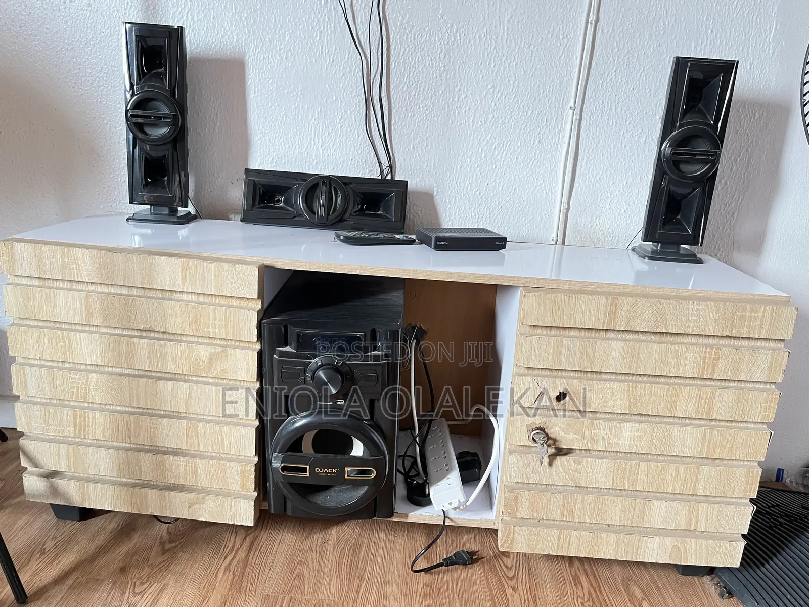 TV Console White and Brown(used)