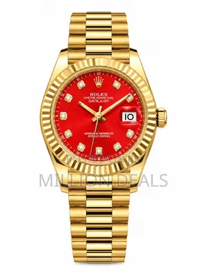 Gold Red Lightweight Men's Stylish Wrist Watch