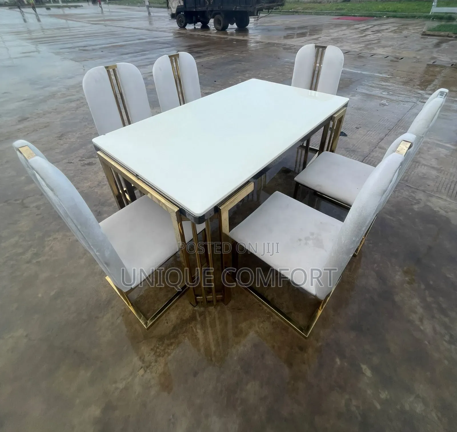 Top Quality 6 Seaters Royal Luxury Marble Top Dining Set