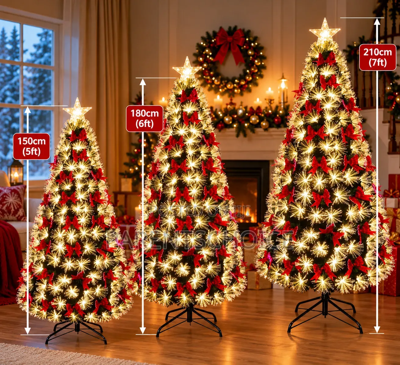 Starlight Ribbon Christmas Tree With Light - 5ft / 6ft /7ft