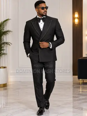 Premium Black Double Breasted Tuxedo Suit