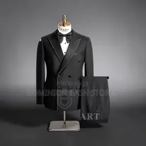 Premium Black Double Breasted Tuxedo Suit