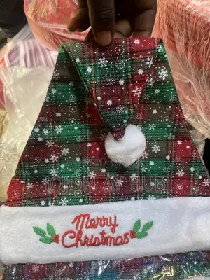 : Plaid Snowflake Christmas Santa Hat