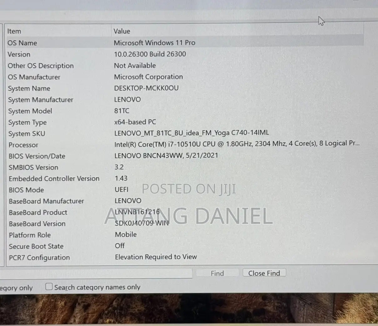 Laptop Lenovo Yoga C740 8GB Intel Core i7 SSD 512GB