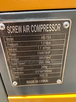 10bar 11kw 15hp Screw Air Compressor Machine