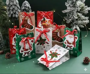 Christmas Gift Bags With Ribbon (25pcs)