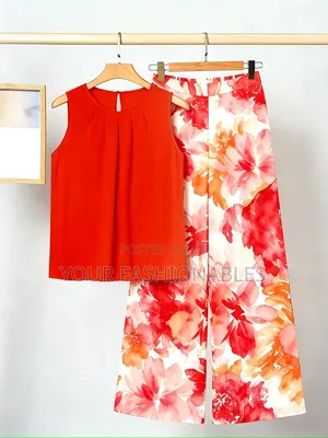 Orange Red Sleeveless Top and Pant Set ( Size 14/16)
