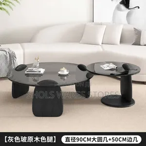 Modern Glass Top Coffee Table Set - Big and Small Oval