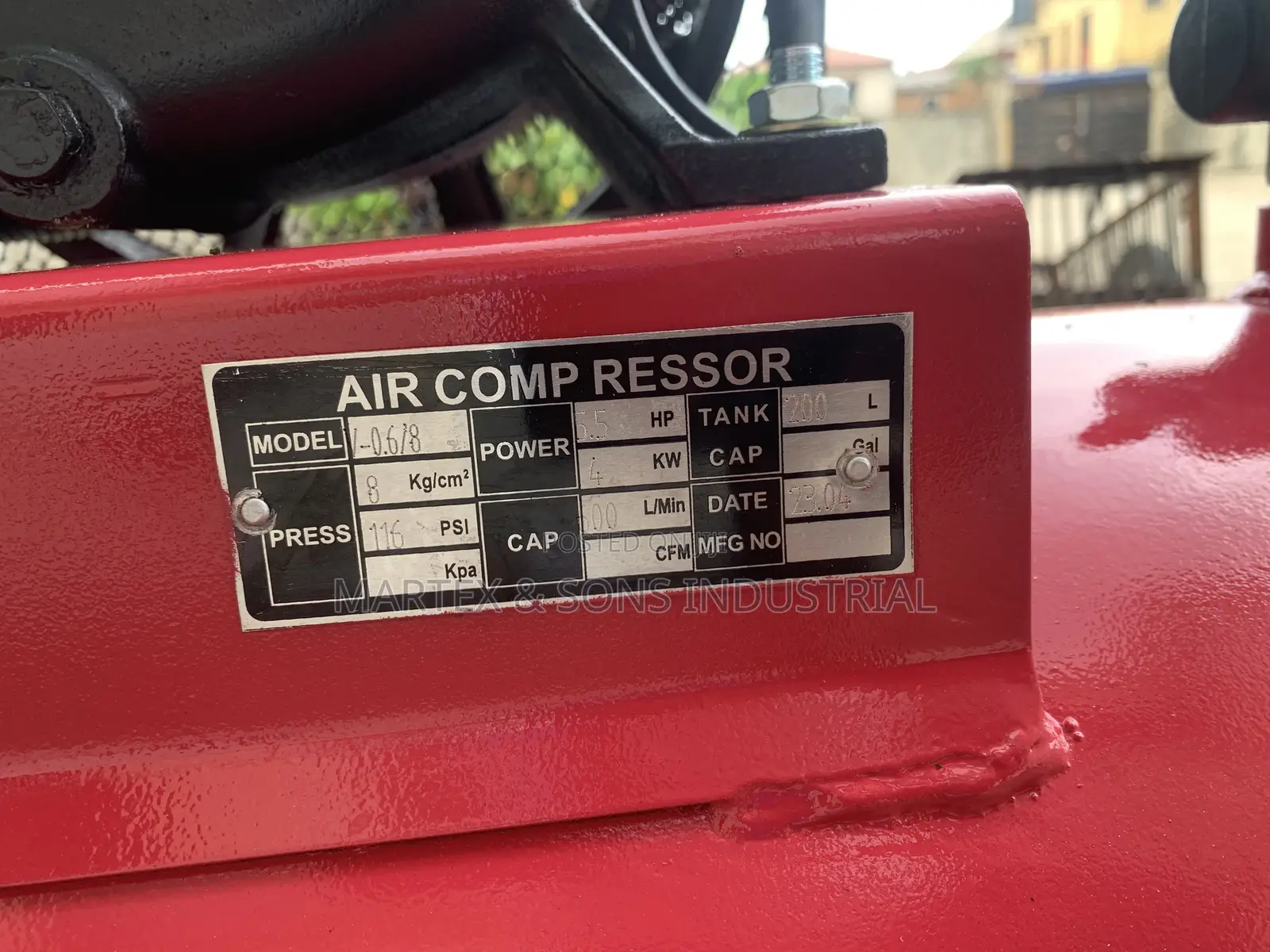 5.5hp 4kw Air Compressor 200 Liter 8bar