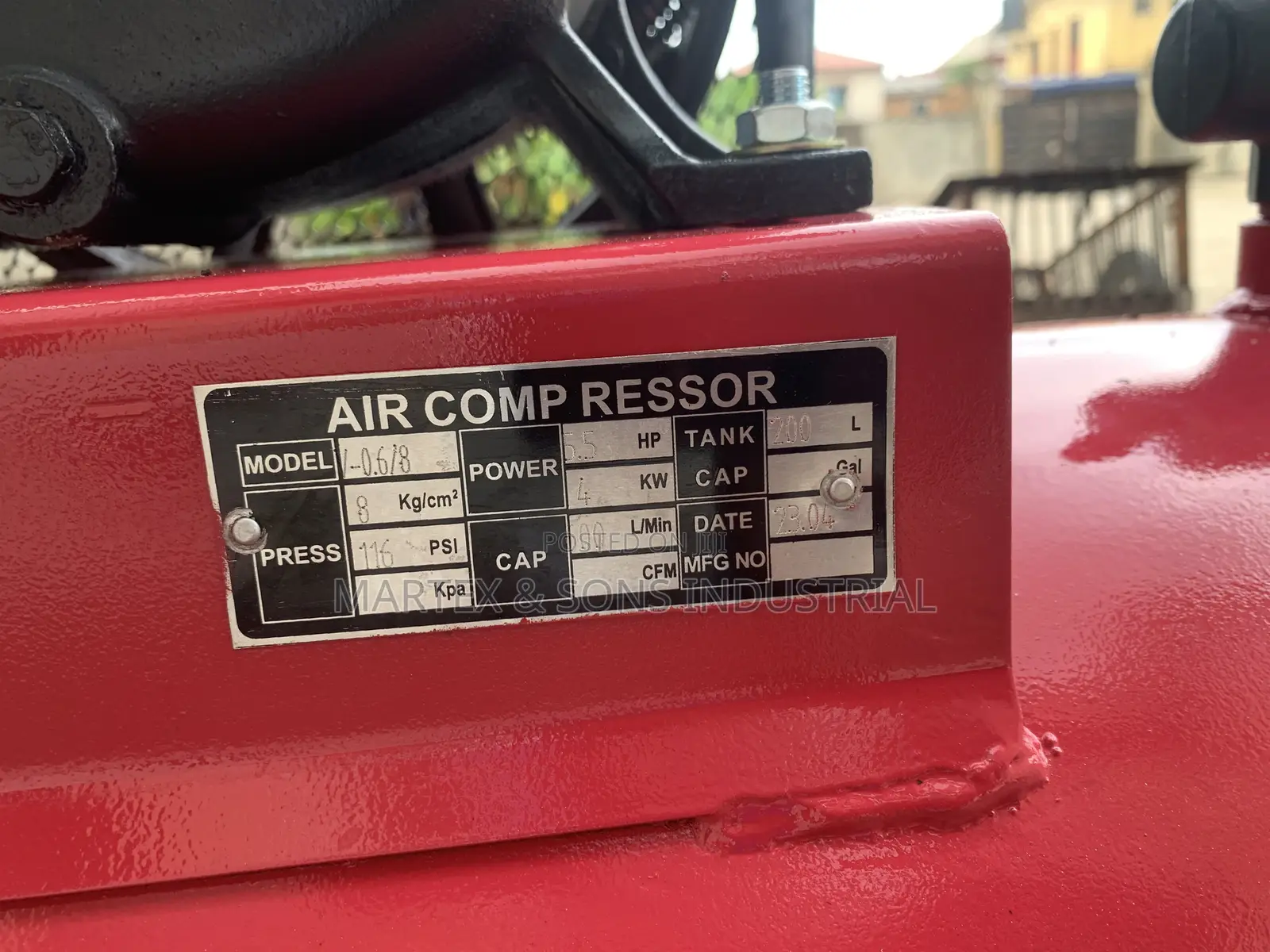 5.5hp 4kw Air Compressor 200 Liter 8bar