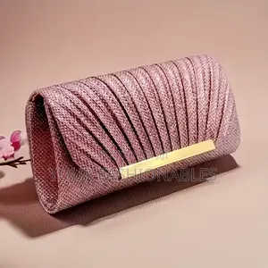 Pretty Pink Pleated Gold BSR Clutch Purse