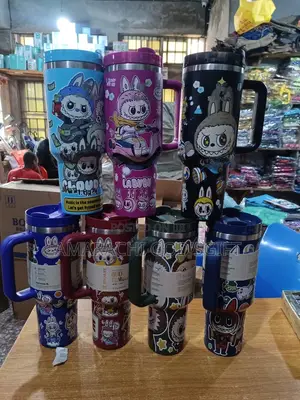 Labubu Design Handled Tumbler Cup With Straw