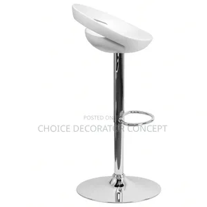 White Adjustable Bar Stool With Chrome Base