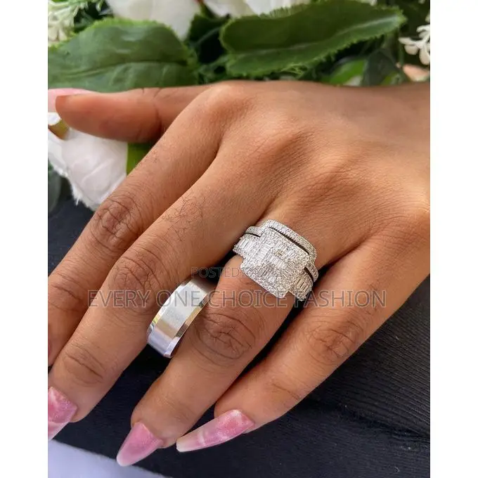 Original Silver Couple's Wedding Ring Set (Non Faded)