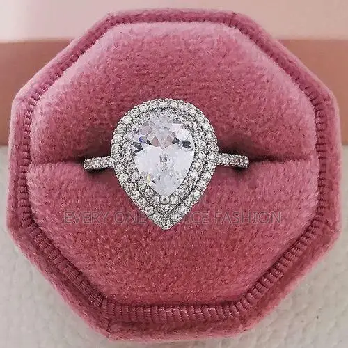Sterling Silver Non Tarnish Engagement Ring+FREE CASING