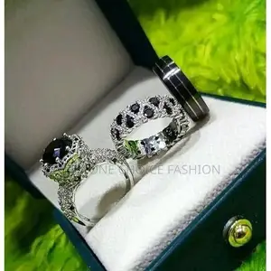 Quality Diamond Silver Wedding Ring Set (Non Fading) -Sparkling Silver