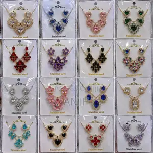 Luxury Silver Crystal Necklace & Earrings Set for Ladies