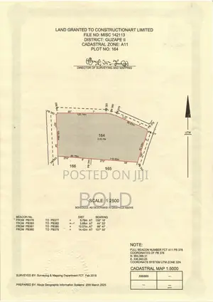 2.43 Hectares of Land in a Suitable Environment at Guzape 2 for Sale
