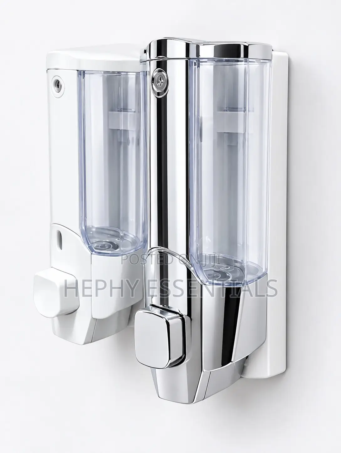 Double-Chamber Wall-Mount Soap Dispenser.