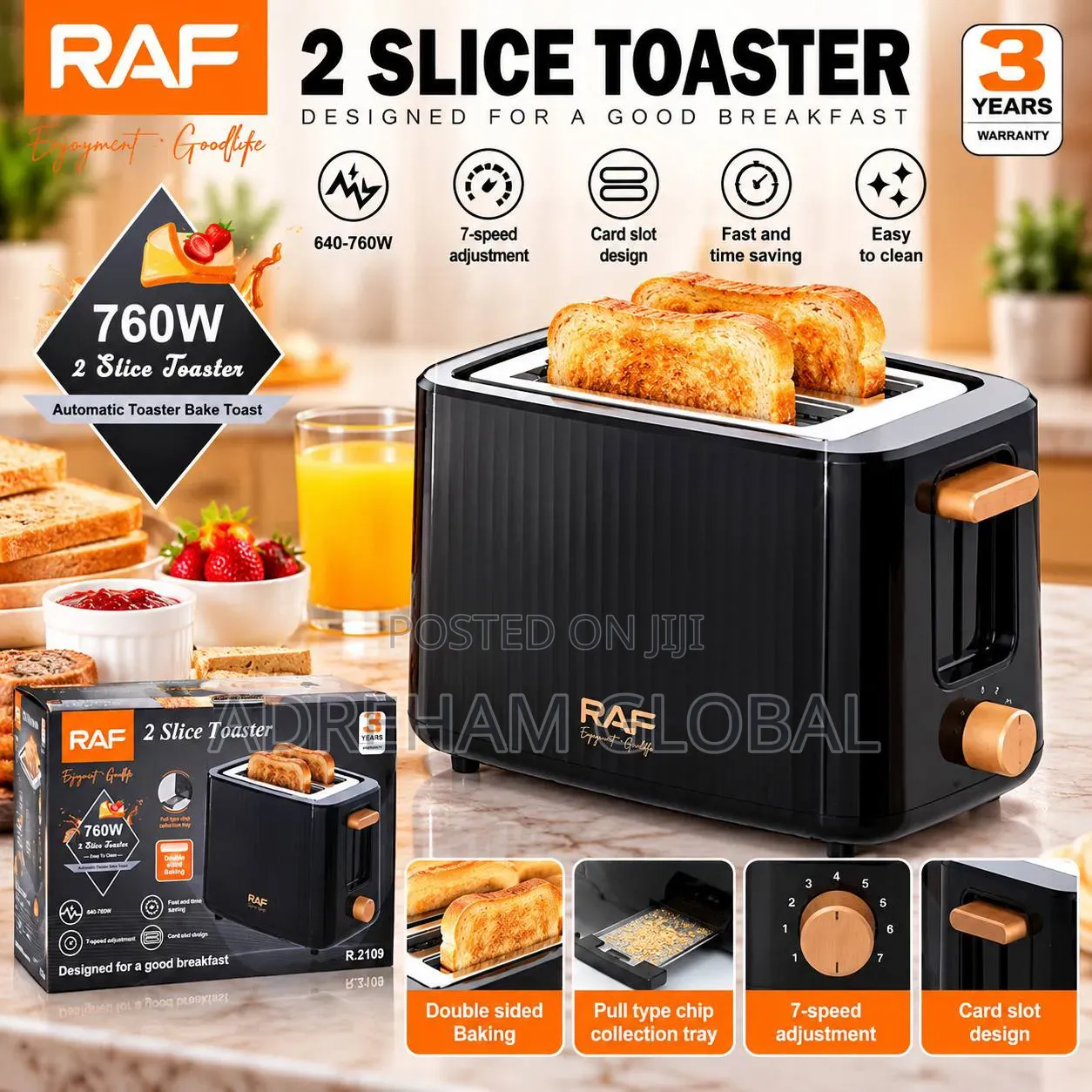 RAF R.2109 2 Slice Pop-Up Toaster