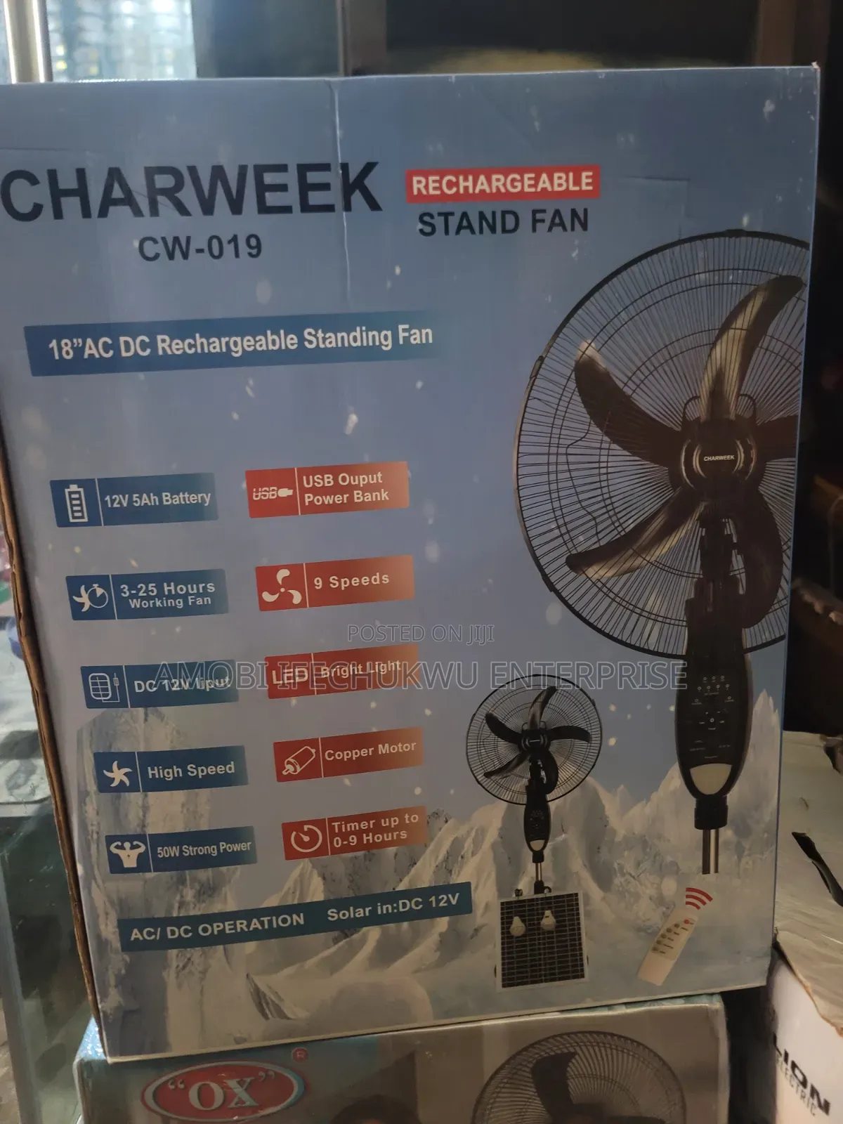 18"inches Charweek Solar Fan