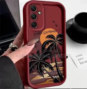 Samsung A34 5G Sunset Beach Coconut Trees Silicone Soft Cover Pouch