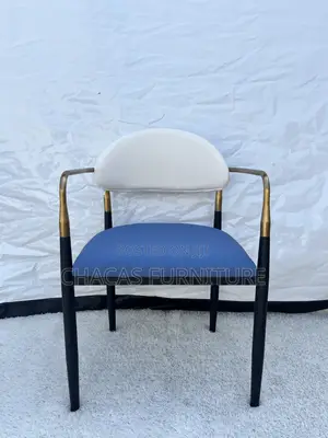 Luxury Two-Tone Leather Dining Armchair With Brushed Gold Frame