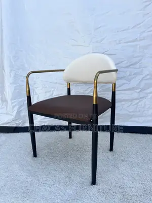 Luxury Two-Tone Leather Dining Armchair With Brushed Gold Frame