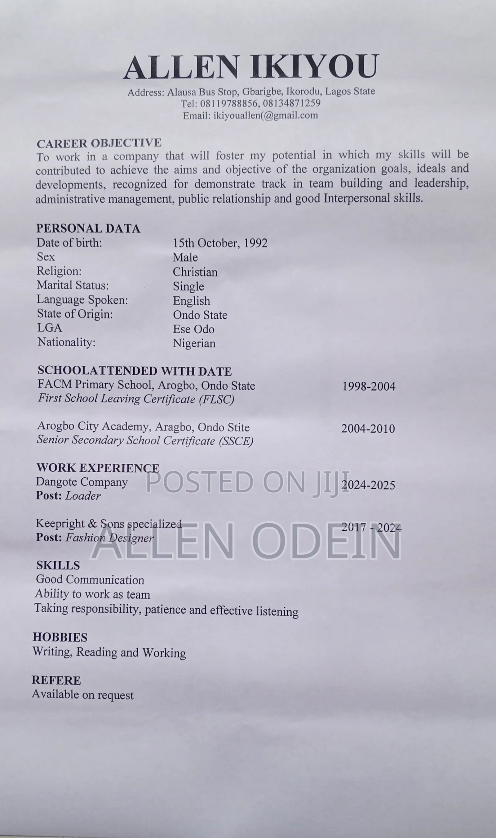 Security CV